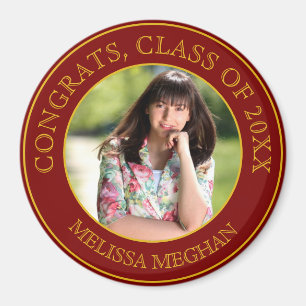 Elegant Simple Gold Typography Graduate Photo Gift Magnet