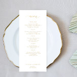 Elegant simple gold typography wedding menu<br><div class="desc">Trendy minimalist simple faux gold calligraphy custom text template wedding menu card.</div>