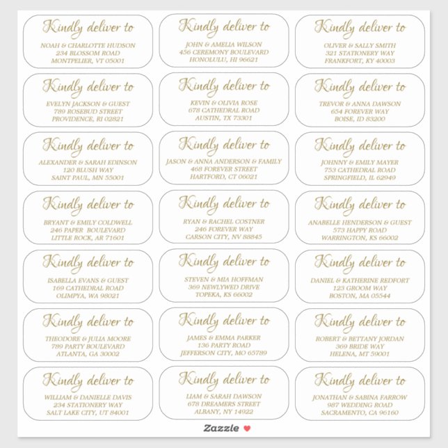 Elegant Simple Gold Wedding Guest Address Label (Sheet)