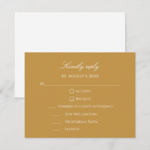 Elegant Simple Gold & White Custom Wedding RSVP Card