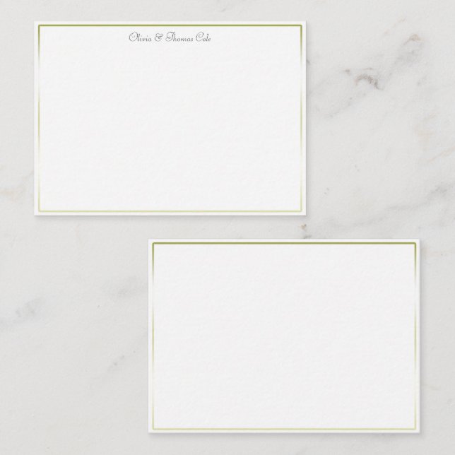 Elegant Simple Gradient Gold Frame Wedding Couple Card (Front/Back)