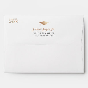 Elegant Simple Graduation Cap Gold Foil Envelope