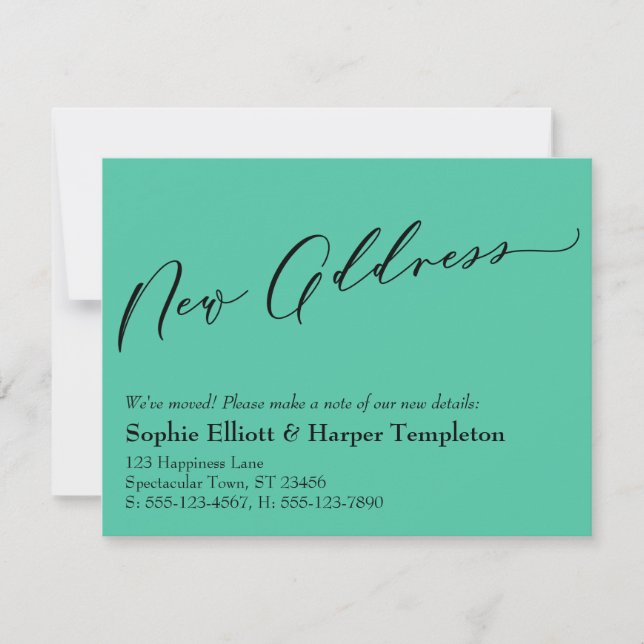 Elegant, Simple Green New Address Announcement (Front)
