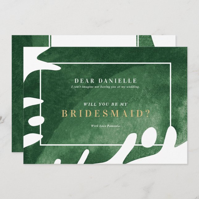 Elegant simple green tropical leaf invitation (Front/Back)