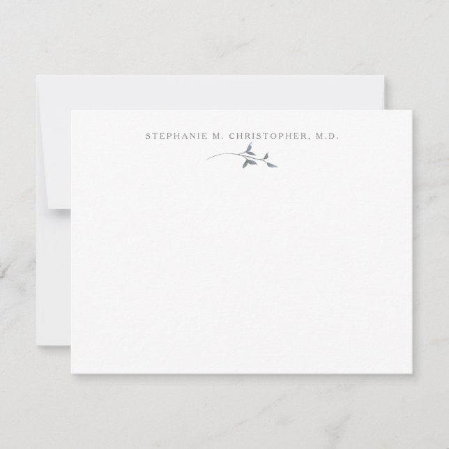 Elegant Simple Greenery Personalised Stationery Card (Front)