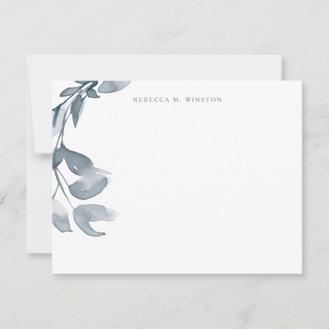 Elegant Simple Greenery Personalised Stationery Card (Front)