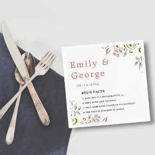 Elegant Simple Greenery Rose Boho Floral Wedding Napkin