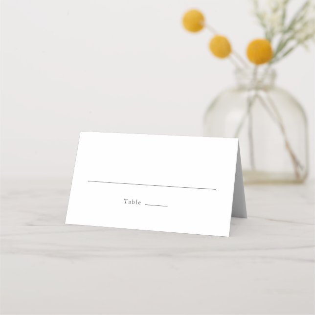Elegant Simple Grey Floral Monogram Wedding Place Card (Front)