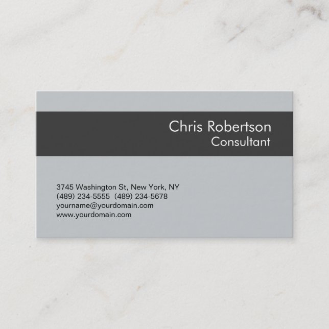 Elegant Simple Grey Stripe Standard Business Card (Front)