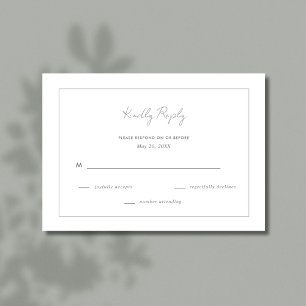 Elegant Simple Grey Wedding RSVP Card