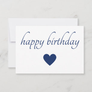 Elegant Simple Happy Birthday Blue & White Card