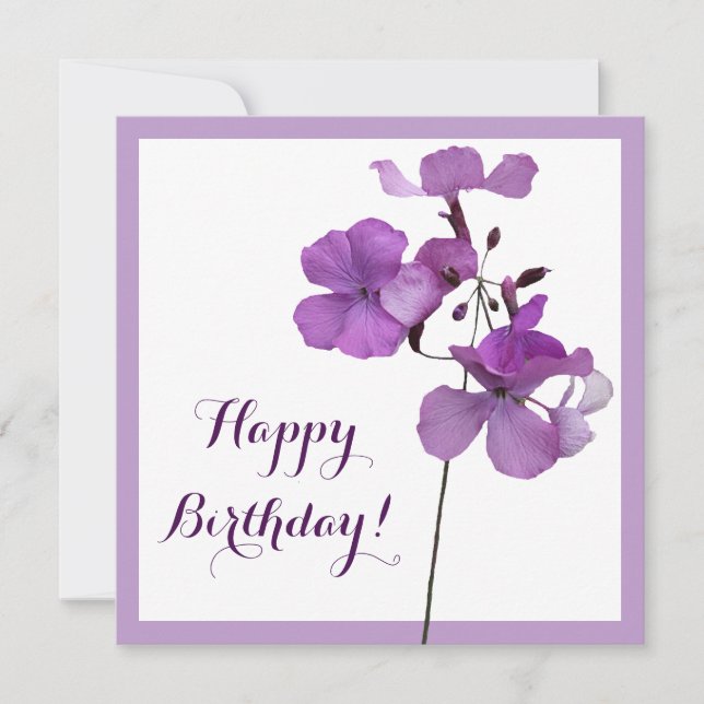 Elegant simple Happy Birthday pretty purple floral Card (Front)