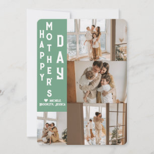 Elegant Simple Happy Mothers Day Photo Collage Holiday Card