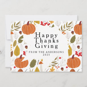 Elegant Simple Happy Thanksgiving Autumn Leaves Holiday Card