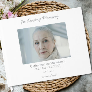 Elegant Simple In Loving Memory Funeral Guest Book