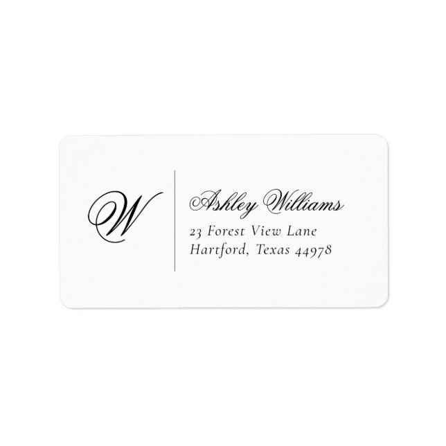 Elegant Simple Initial Address Label (Front)