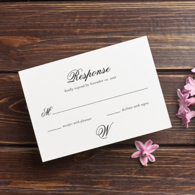 Elegant Simple Initial Wedding RSVP Card (Creator Uploaded)