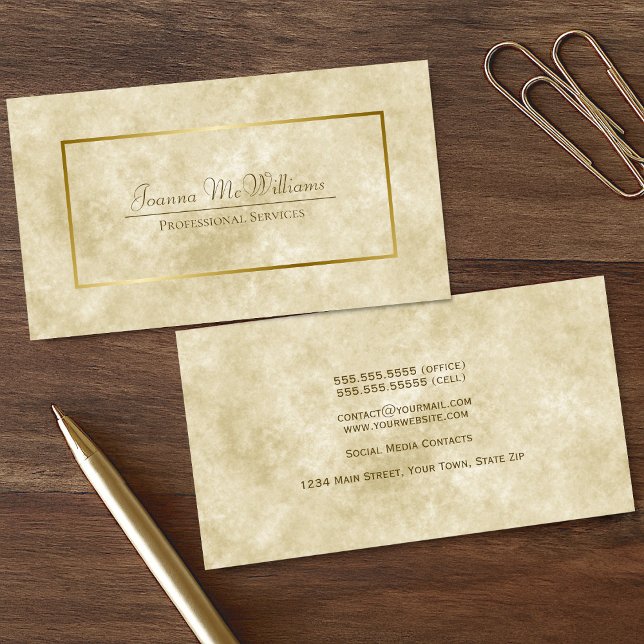 Elegant Simple Ivory & Gold Professional Business Card (Front/Back)