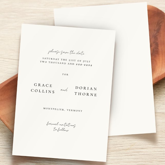 Elegant Simple Ivory White Neutral Wedding Save The Date (Creator Uploaded)