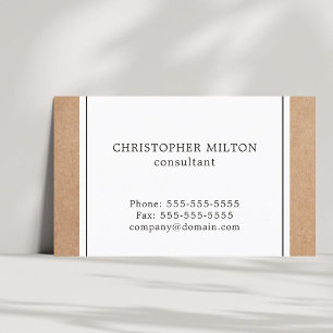 Elegant Simple Kraft Paper & White Consultant Business Card