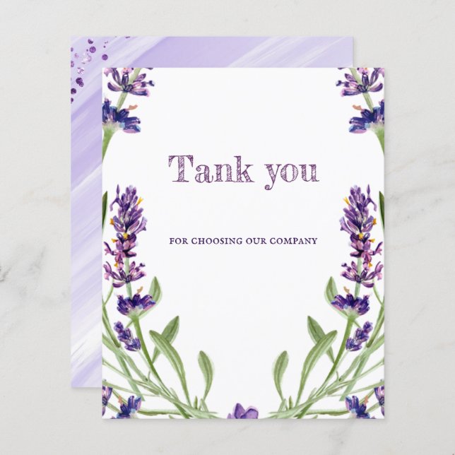 Elegant simple Lavander style Thank you insert (Front/Back)