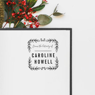 Elegant Simple Leaves From The Library Of Self-in Self-inking Stamp