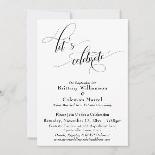 Elegant Simple Let's Celebrate Black and White Inv Invitation