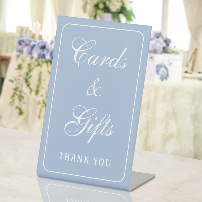 Elegant Simple Light Blue Cards & Gifts Pedestal Sign (Creator Uploaded)