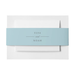 Elegant Simple light Blue Monogram  Invitation Belly Band