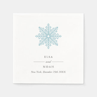Elegant Simple light Blue Snowflake Monogram  Napkin