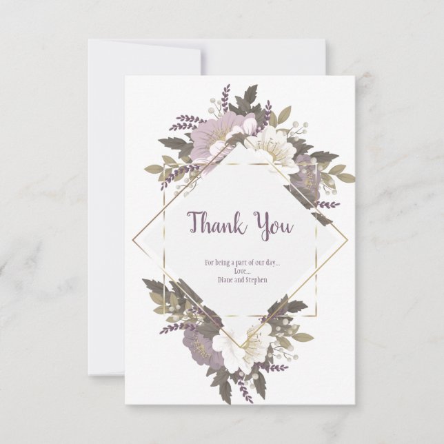 Elegant & Simple Lilac flower Thank you card (Front)