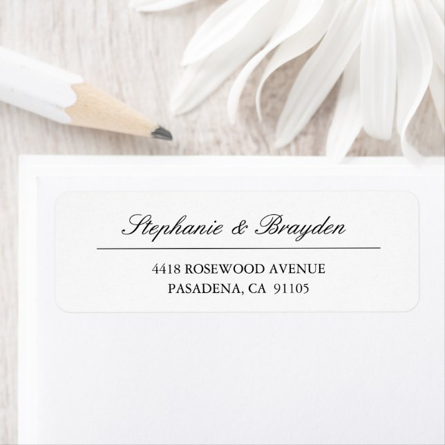Elegant Simple Line Script Wedding Return Address (Insitu)