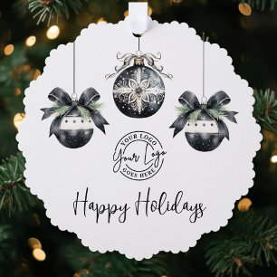 Elegant Simple Logo Happy Holidays Tree Decoration Card