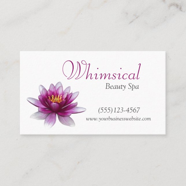 Elegant Simple Lotus Flower Beauty Spa Business Card (Front)