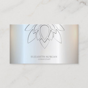 Elegant Simple Lotus Silver Metallic Business Card
