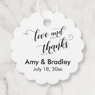 Elegant, Simple Love and Thanks Wedding Favour Tags