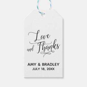 Elegant, Simple Love and Thanks Wedding Gift Tags