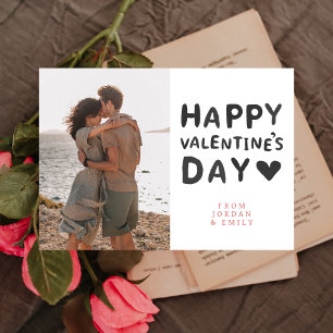 Elegant Simple Love Happy Valentine's Day 1 Photo Holiday Card