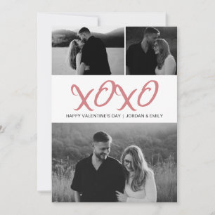 Elegant Simple Love Happy Valentines Day 3 Photo Holiday Card