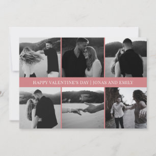 Elegant Simple Love Happy Valentine's Day 6 Photo Holiday Card