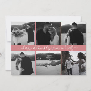 Elegant Simple Love Happy Valentine's Day 6 Photo Holiday Card