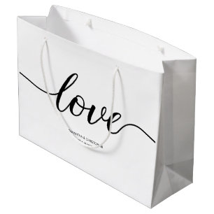 Elegant Simple Love Script Wedding custom favour Large Gift Bag