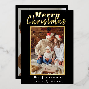 Elegant Simple Merry Christmas Family Photo Trendy