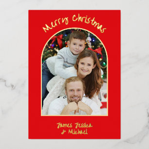 Elegant Simple Merry Christmas Photo Gold 