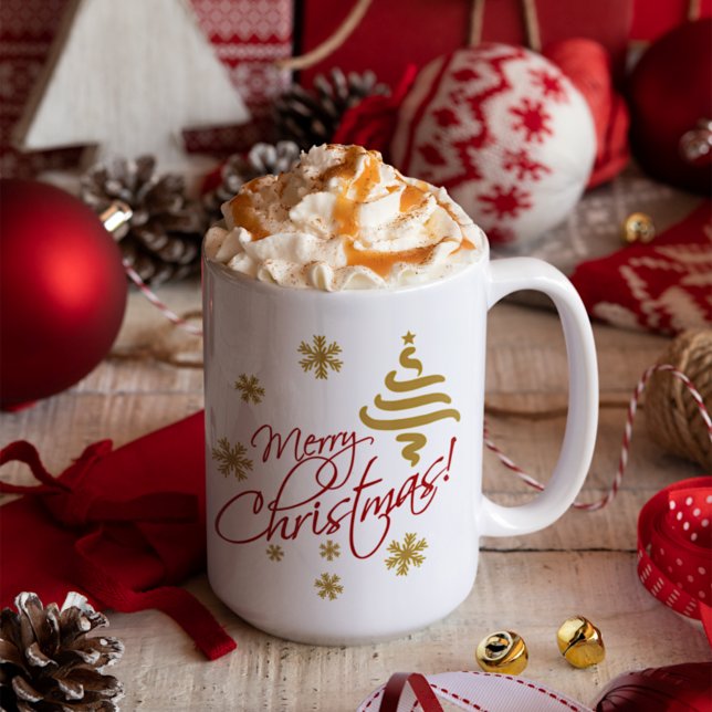 Elegant Simple Merry Christmas Wish Wordart Coffee Mug (Creator Uploaded)