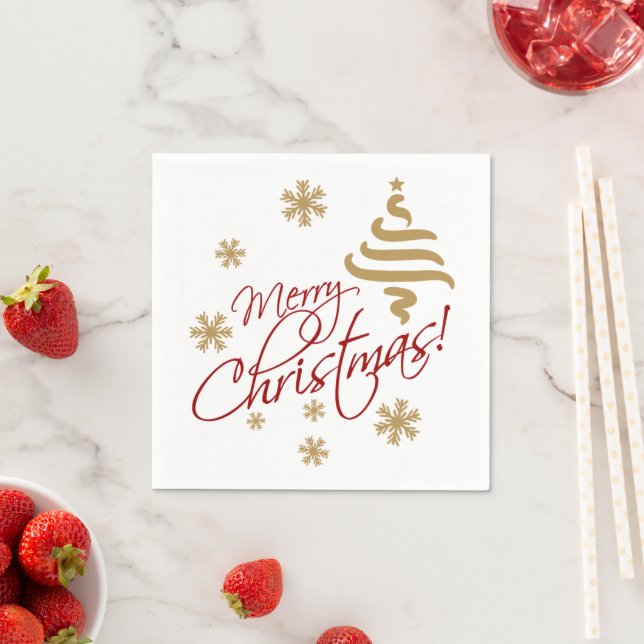 Elegant Simple Merry Christmas Wish Wordart Napkin (Insitu)