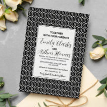 Elegant Simple Minimal Black & White Art Deco Wedd