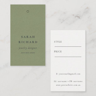 Elegant Simple Minimal Kraft Green Price Tag Name