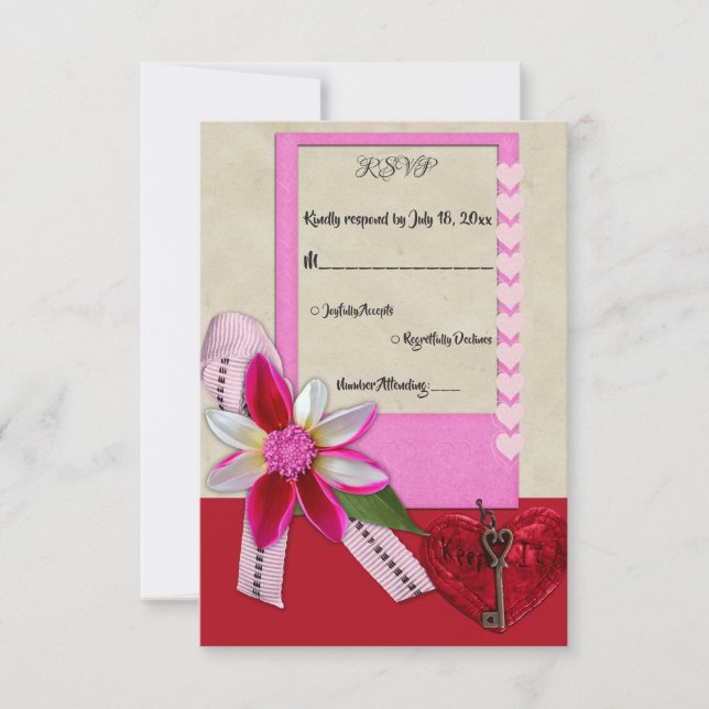 Elegant Simple Minimal Modern Romantic Wedding RSVP Card (Front)