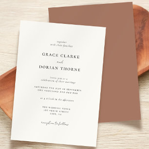 Elegant Simple Minimal Neutral Earth Tone Wedding Invitation